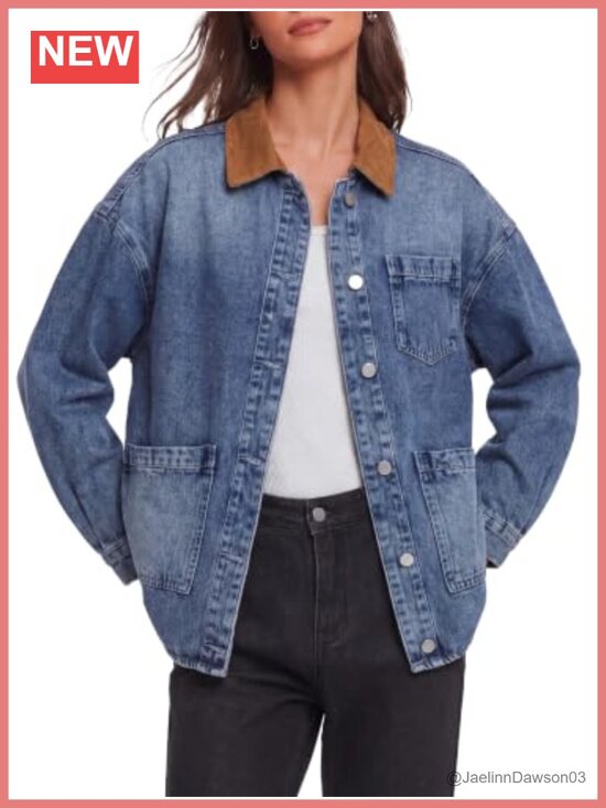 Jackets & Blazers - Women's Oversized Denim Jacket Button Down Jean Coat
